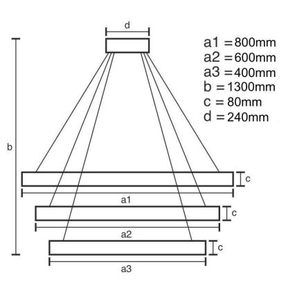 LED Zatemnitveni lestenec na vrvici LED/240W/230V 3000-6500K + Daljinski upravljalnik