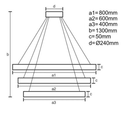 LED Zatemnitveni lestenec na vrvici LED/250W/230V 3000-6500K pr. 80 cm + Daljinski upravljalnik