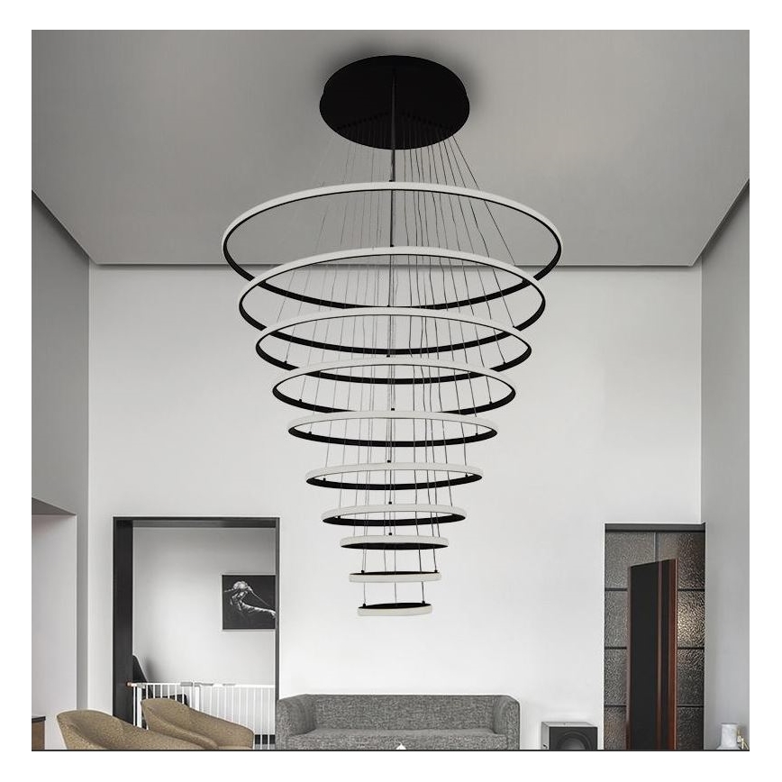 LED Zatemnitveni lestenec na vrvici LED/365W/230V 3000-6500K pr. 100 cm + Daljinski upravljalnik