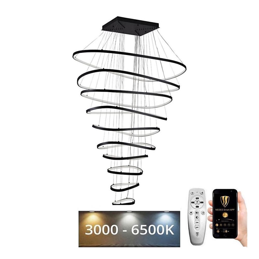 LED Zatemnitveni lestenec na vrvici LED/370W/230V 3000-6500K + Daljinski upravljalnik