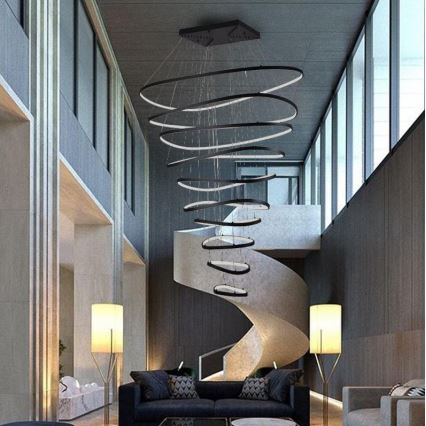 LED Zatemnitveni lestenec na vrvici LED/370W/230V 3000-6500K pr. 100 cm + Daljinski upravljalnik