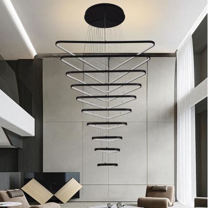 LED Zatemnitveni lestenec na vrvici LED/385W/230V 3000-6500K pr. 100 cm + Daljinski upravljalnik