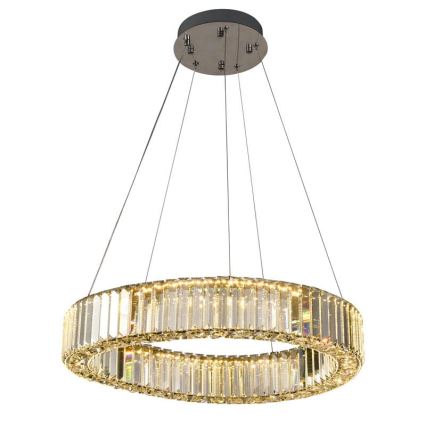 LED Zatemnitven kristal lestenec na vrvici LED/40W/230V 3000-6500K sijajni krom + Daljinski upravljalnik