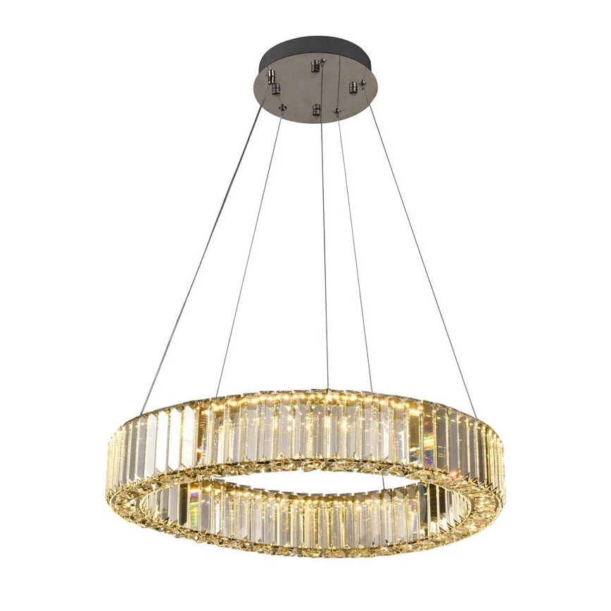 LED Zatemnitven kristal lestenec na vrvici LED/40W/230V 3000-6500K sijajni krom + Daljinski upravljalnik