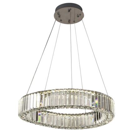 LED Zatemnitven kristal lestenec na vrvici LED/40W/230V 3000-6500K sijajni krom + Daljinski upravljalnik