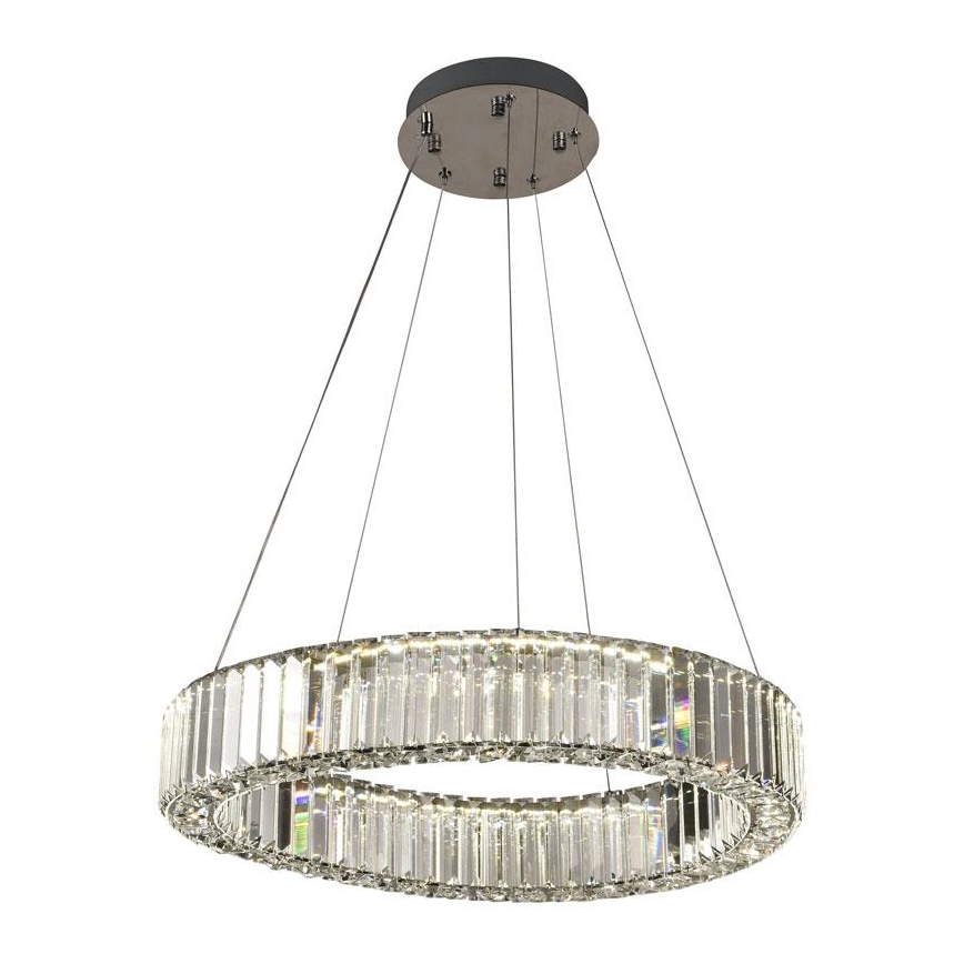 LED Zatemnitven kristal lestenec na vrvici LED/40W/230V 3000-6500K sijajni krom + Daljinski upravljalnik