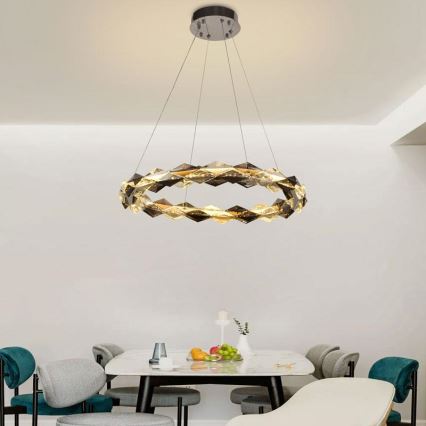 LED Zatemnitven kristal lestenec na vrvici LED/40W/230V 3000-6500K sijajni krom + Daljinski upravljalnik