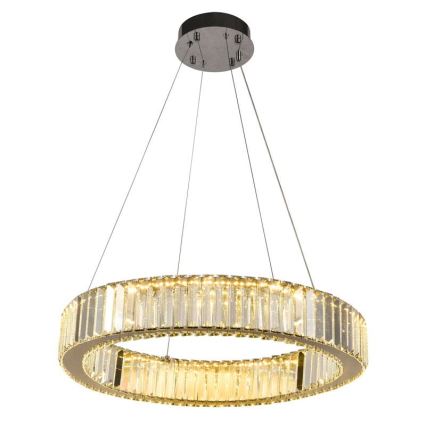 LED Zatemnitven kristal lestenec na vrvici LED/40W/230V 3000-6500K sijajni krom + Daljinski upravljalnik