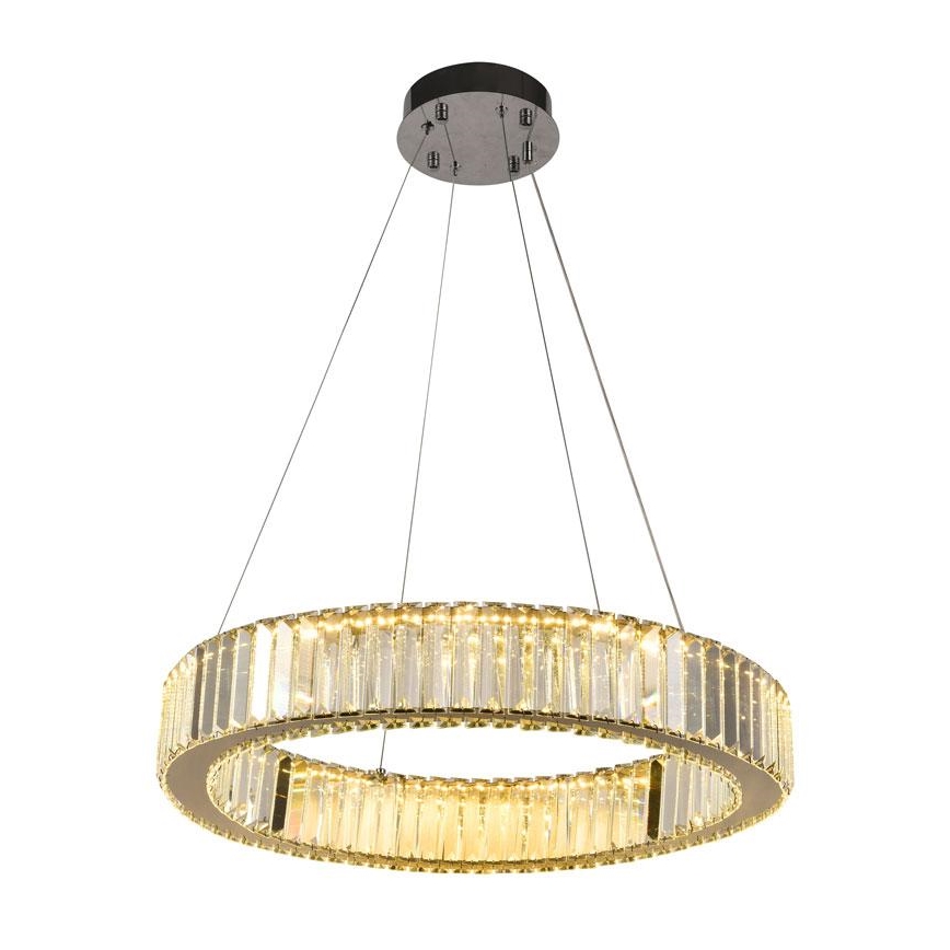 LED Zatemnitven kristal lestenec na vrvici LED/40W/230V 3000-6500K sijajni krom + Daljinski upravljalnik