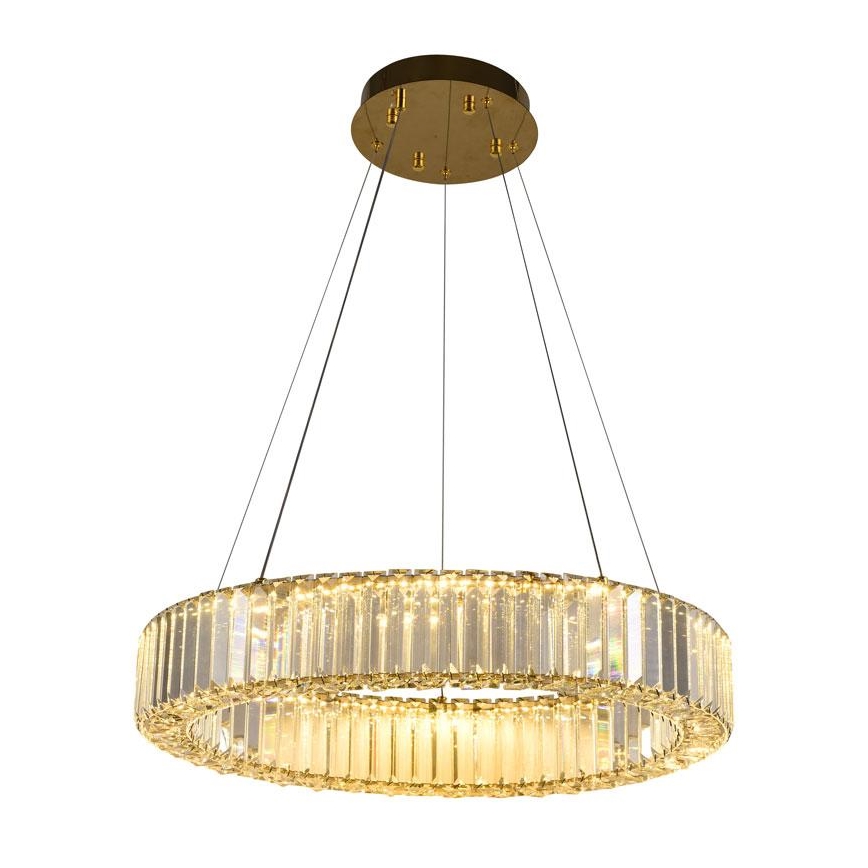 LED Zatemnitveni kristalni lestenec na vrvici LED/40W/230V 3000-6500K krom/zlata + Daljinski upravljalnik