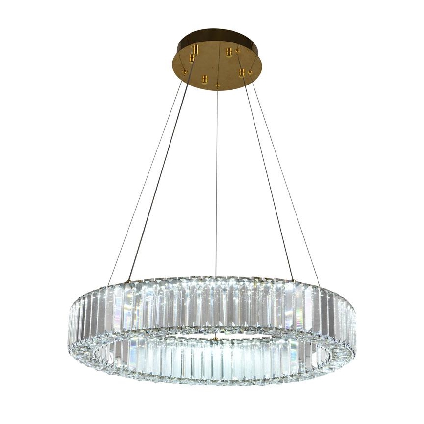 LED Zatemnitveni kristalni lestenec na vrvici LED/40W/230V 3000-6500K krom/zlata + Daljinski upravljalnik