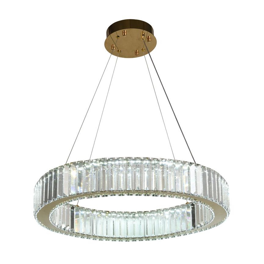 LED Zatemnitveni kristalni lestenec na vrvici LED/40W/230V 3000-6500K krom/zlata + Daljinski upravljalnik