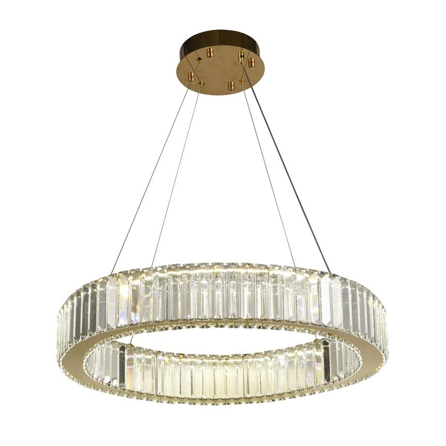 LED Zatemnitveni kristalni lestenec na vrvici LED/40W/230V 3000-6500K krom/zlata + Daljinski upravljalnik