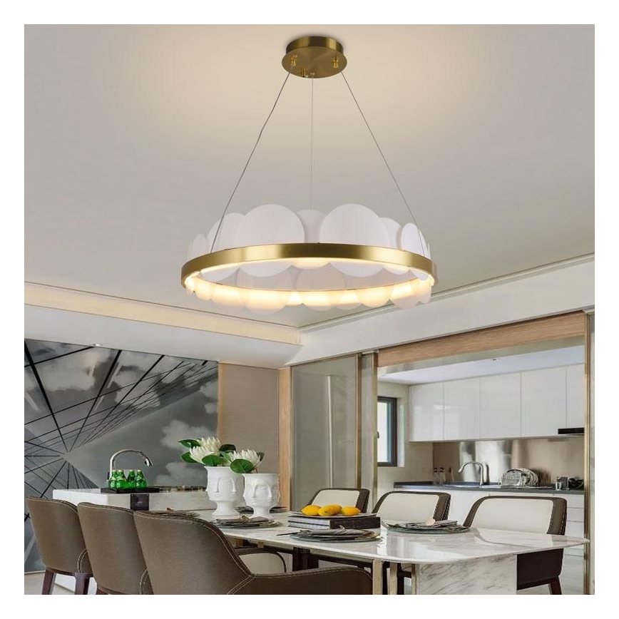 LED Zatemnitveni lestenec na vrvici LED/40W/230V 3000-6500K zlata + Daljinski upravljalnik