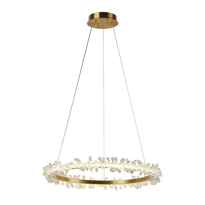 LED Zatemnitveni kristalni lestenec na vrvici LED/40W/230V 3000-6500K zlata + Daljinski upravljalnik