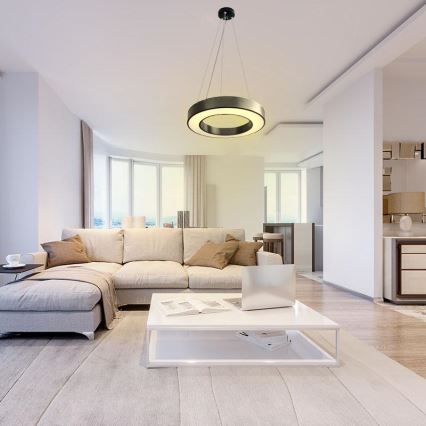 LED Zatemnitveni lestenec na vrvici LED/45W/230V 3000-6500K črna + Daljinski upravljalnik