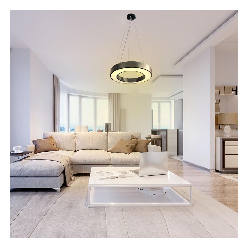 LED Zatemnitveni lestenec na vrvici LED/45W/230V 3000-6500K črna + Daljinski upravljalnik