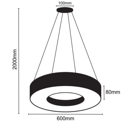 LED Zatemnitveni lestenec na vrvici LED/45W/230V 3000-6500K črna + Daljinski upravljalnik