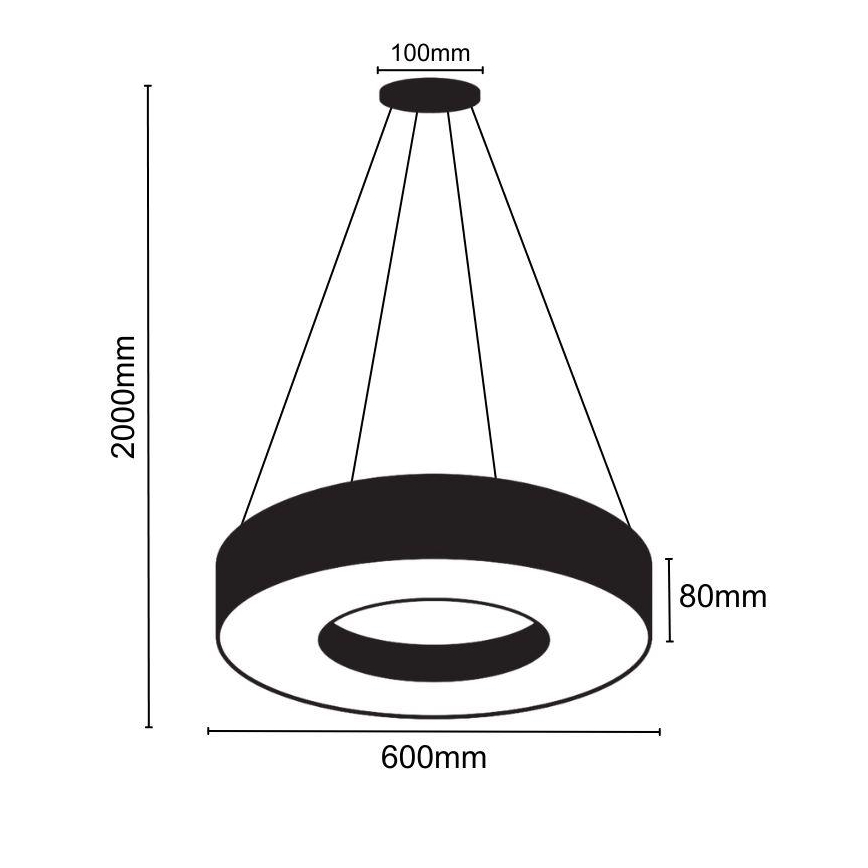 LED Zatemnitveni lestenec na vrvici LED/45W/230V 3000-6500K črna + Daljinski upravljalnik