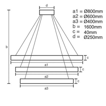 LED Zatemnitveni lestenec na vrvici LED/45W/230V 3000-6500K + Daljinski upravljalnik