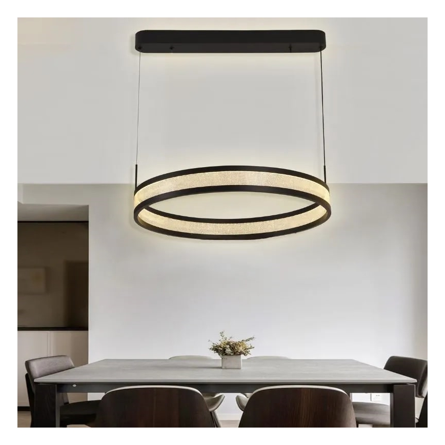 LED Zatemnitveni lestenec na vrvici LED/45W/230V 3000-6500K črna + Daljinski upravljalnik