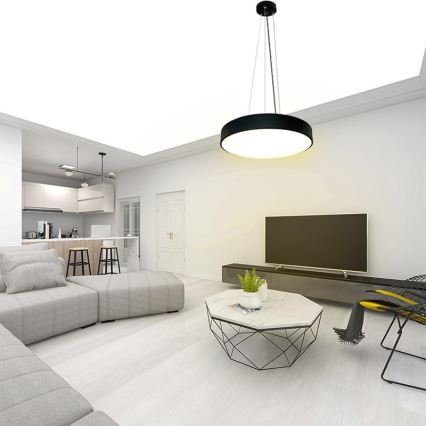 LED Zatemnitveni lestenec na vrvici LED/50W/230V 3000-6500K črna + Daljinski upravljalnik
