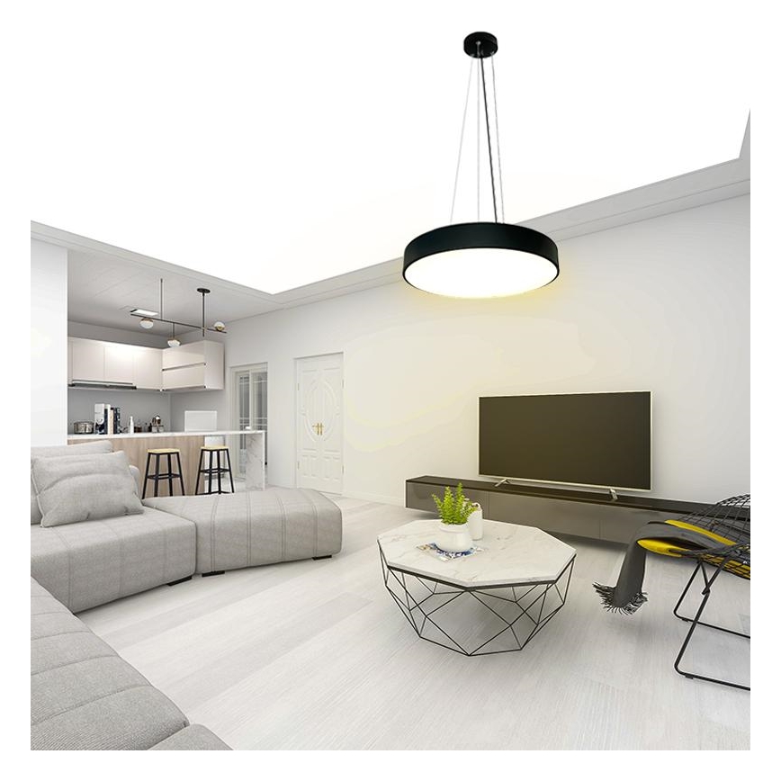 LED Zatemnitveni lestenec na vrvici LED/50W/230V 3000-6500K črna + Daljinski upravljalnik