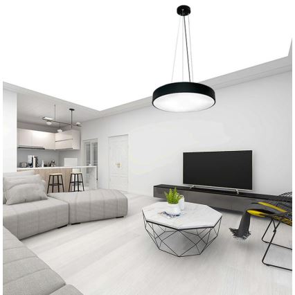 LED Zatemnitveni lestenec na vrvici LED/50W/230V 3000-6500K črna + Daljinski upravljalnik