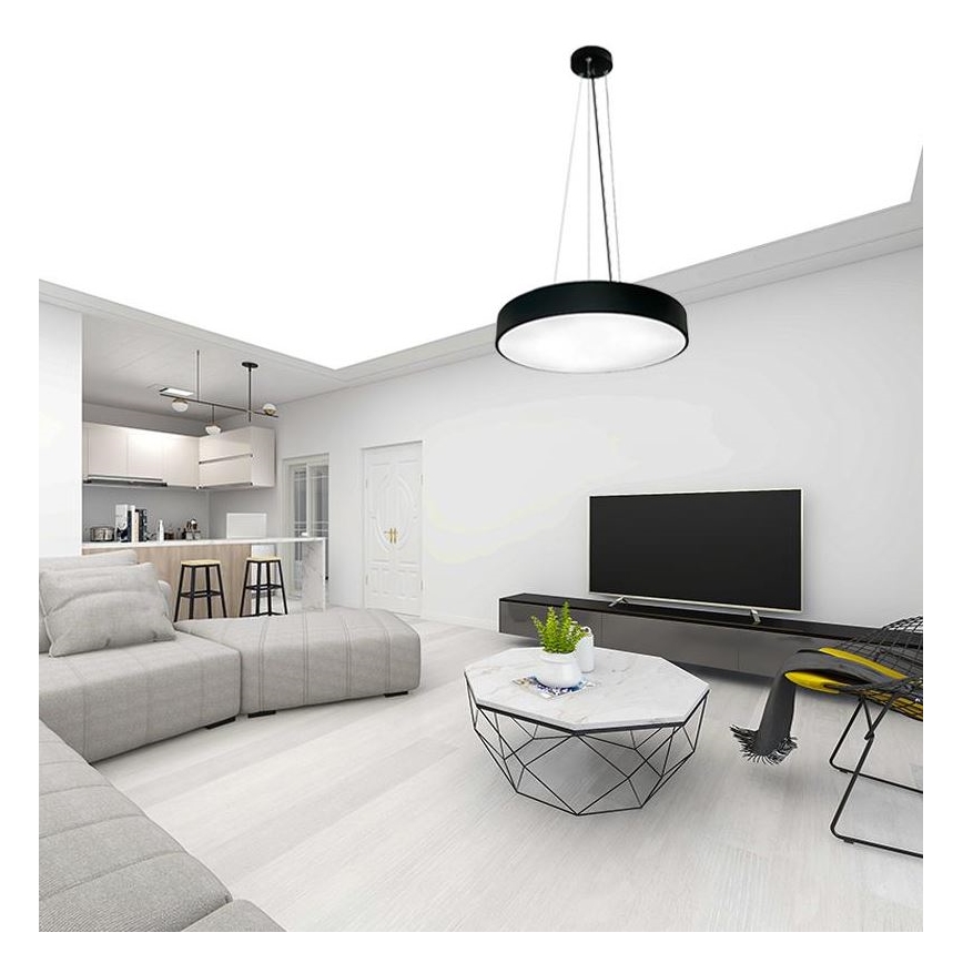 LED Zatemnitveni lestenec na vrvici LED/50W/230V 3000-6500K črna + Daljinski upravljalnik