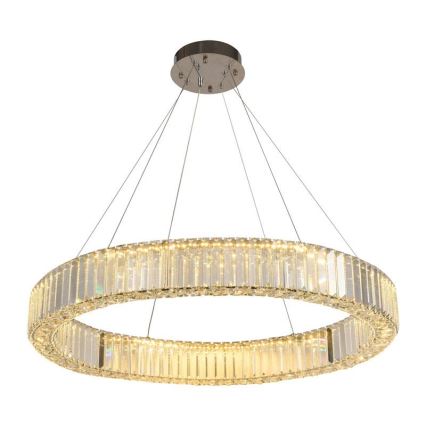 LED Zatemnitven kristal lestenec na vrvici LED/50W/230V 3000-6500K sijajni krom + Daljinski upravljalnik