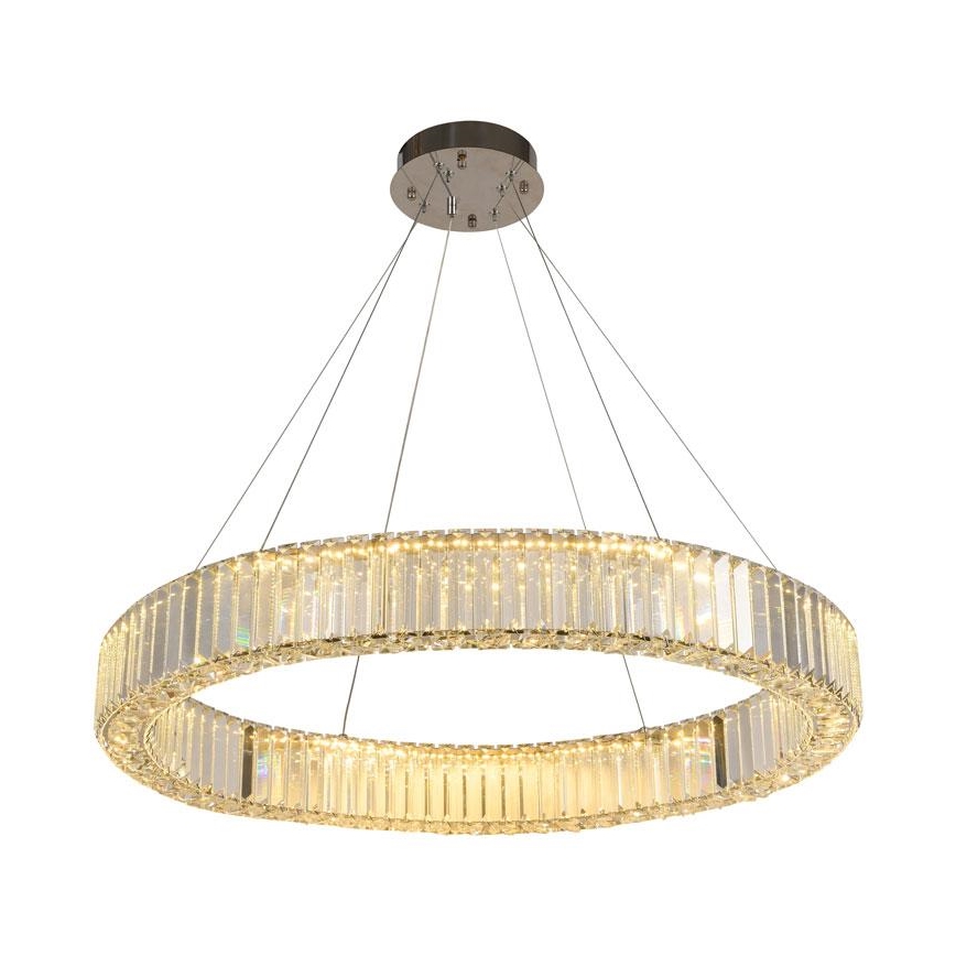 LED Zatemnitven kristal lestenec na vrvici LED/50W/230V 3000-6500K sijajni krom + Daljinski upravljalnik