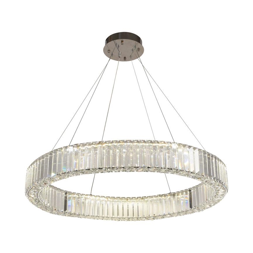 LED Zatemnitven kristal lestenec na vrvici LED/50W/230V 3000-6500K sijajni krom + Daljinski upravljalnik