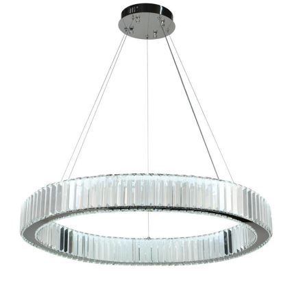 LED Zatemnitven kristal lestenec na vrvici LED/50W/230V 3000-6500K sijajni krom + Daljinski upravljalnik