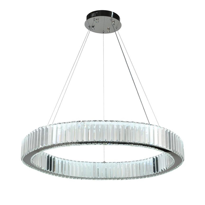 LED Zatemnitven kristal lestenec na vrvici LED/50W/230V 3000-6500K sijajni krom + Daljinski upravljalnik