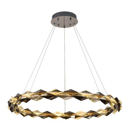 LED Zatemnitven kristal lestenec na vrvici LED/55W/230V 3000-6500K sijajni krom + Daljinski upravljalnik