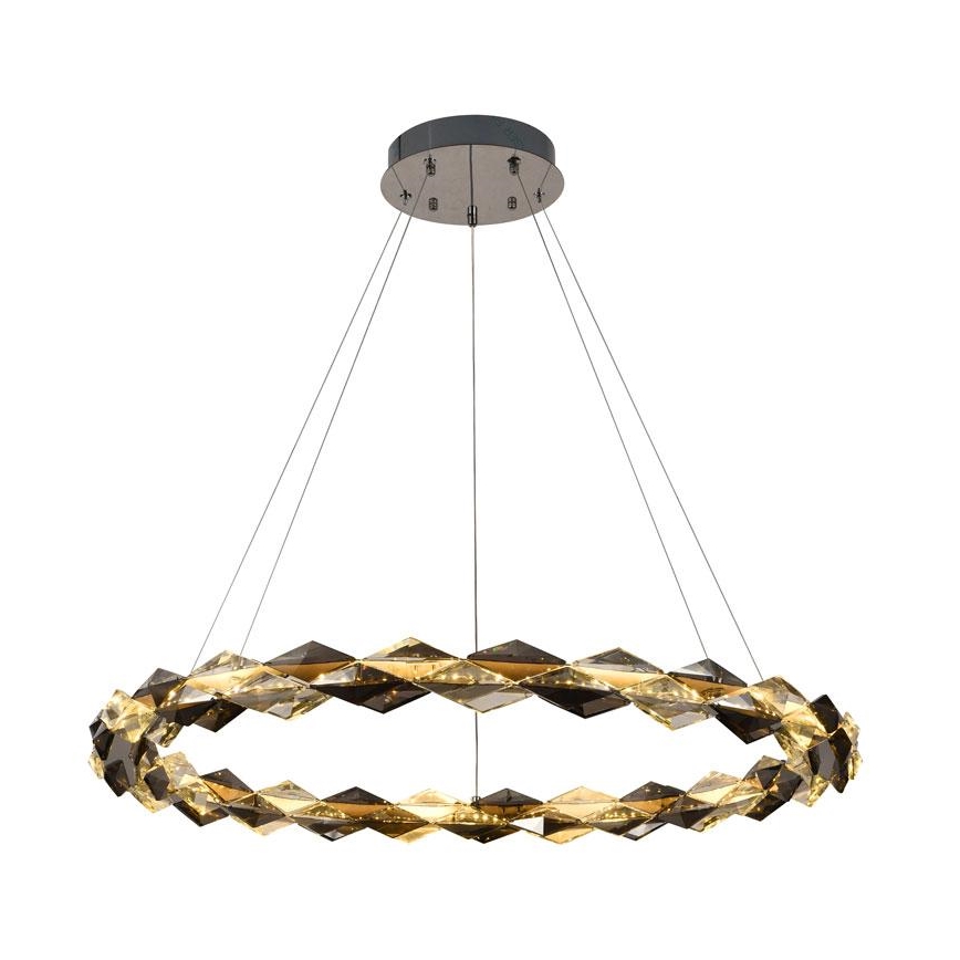 LED Zatemnitven kristal lestenec na vrvici LED/55W/230V 3000-6500K sijajni krom + Daljinski upravljalnik