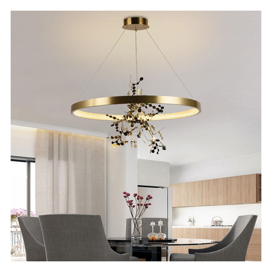 LED Zatemnitveni lestenec na vrvici LED/55W/230V 3000-6500K zlata + Daljinski upravljalnik