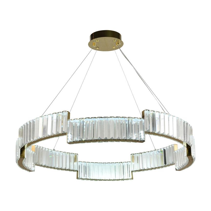 LED Zatemnitveni kristalni lestenec na vrvici LED/60W/230V 3000-6500K zlata + Daljinski upravljalnik