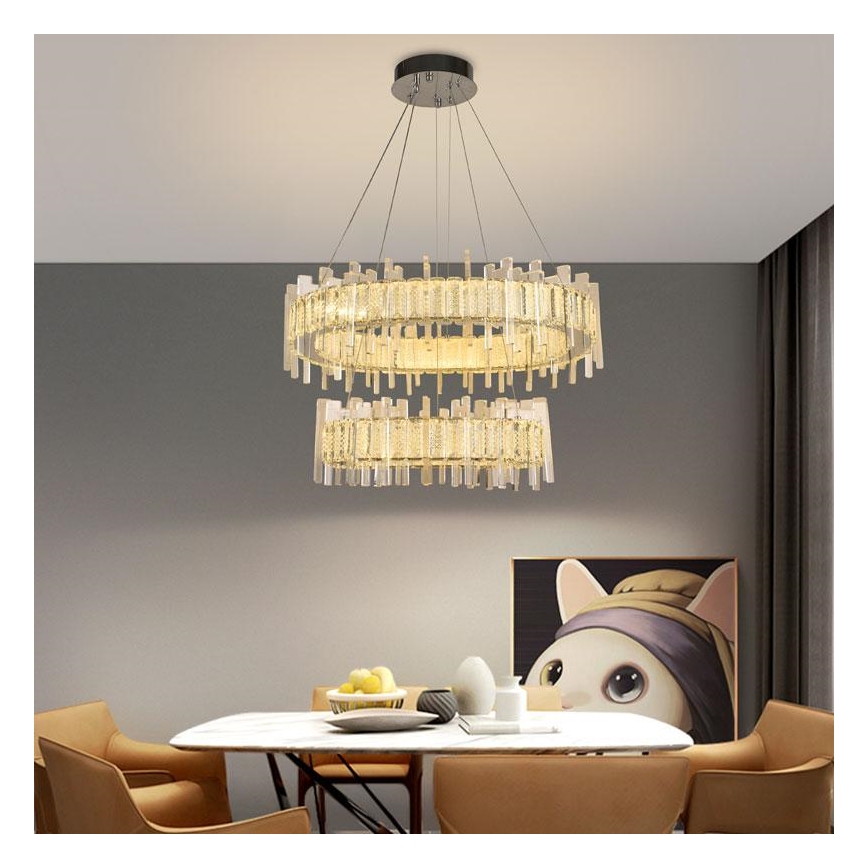 LED Zatemnitveni kristalni lestenec na vrvici LED/65W/230V 3000-6500K + Daljinski upravljalnik