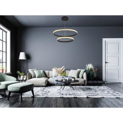 LED Zatemnitveni lestenec na vrvici LED/65W/230V 3000-6500K pr. 60 cm + Daljinski upravljalnik