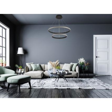 LED Zatemnitveni lestenec na vrvici LED/65W/230V 3000-6500K pr. 60 cm + Daljinski upravljalnik