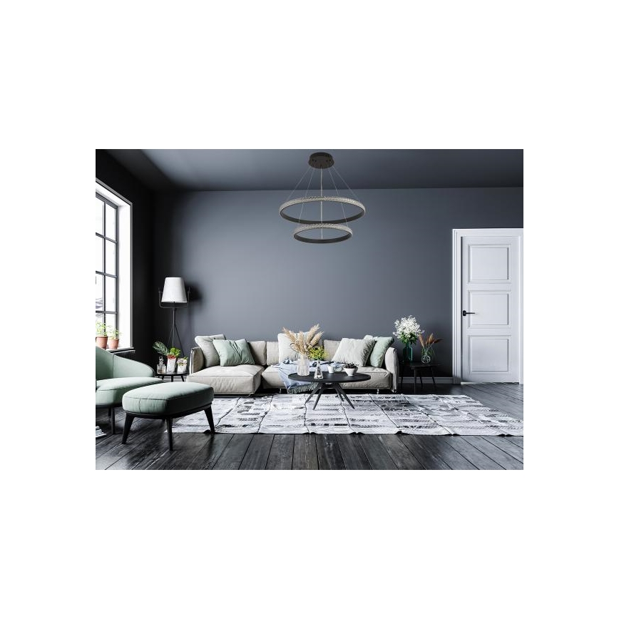 LED Zatemnitveni lestenec na vrvici LED/65W/230V 3000-6500K pr. 60 cm + Daljinski upravljalnik