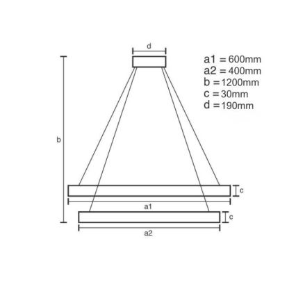 LED Zatemnitveni lestenec na vrvici LED/65W/230V 3000-6500K pr. 60 cm + Daljinski upravljalnik