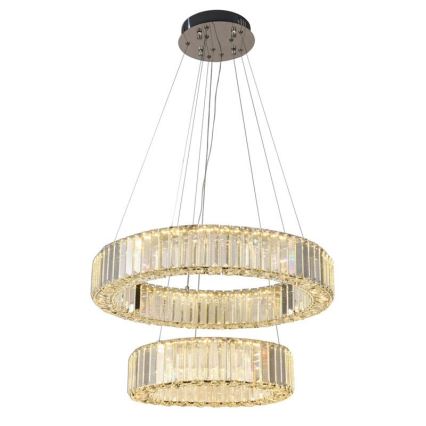 LED Zatemnitven kristal lestenec na vrvici LED/65W/230V 3000-6500K sijajni krom + Daljinski upravljalnik
