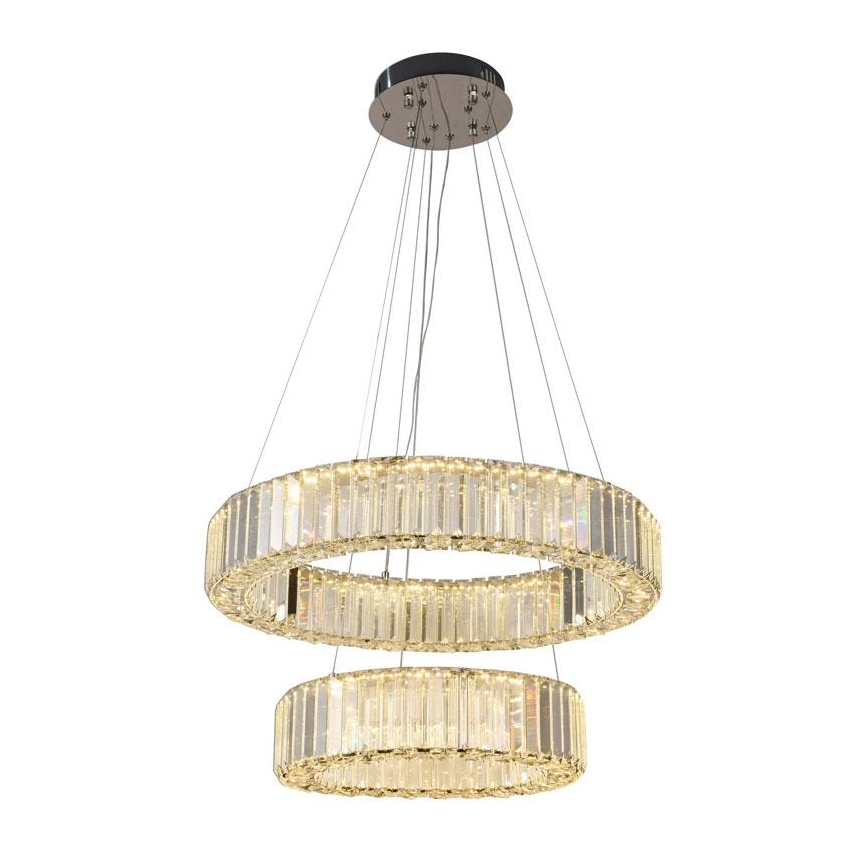 LED Zatemnitven kristal lestenec na vrvici LED/65W/230V 3000-6500K sijajni krom + Daljinski upravljalnik