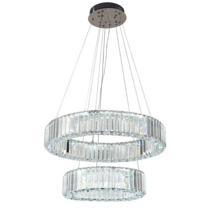 LED Zatemnitven kristal lestenec na vrvici LED/65W/230V 3000-6500K sijajni krom + Daljinski upravljalnik