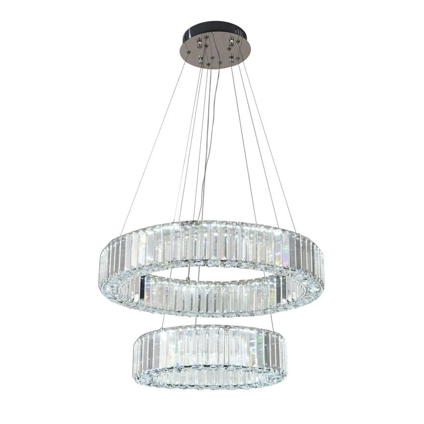 LED Zatemnitven kristal lestenec na vrvici LED/65W/230V 3000-6500K sijajni krom + Daljinski upravljalnik