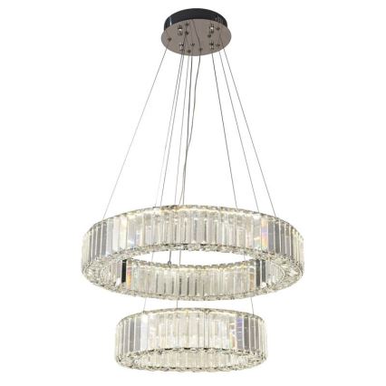 LED Zatemnitven kristal lestenec na vrvici LED/65W/230V 3000-6500K sijajni krom + Daljinski upravljalnik