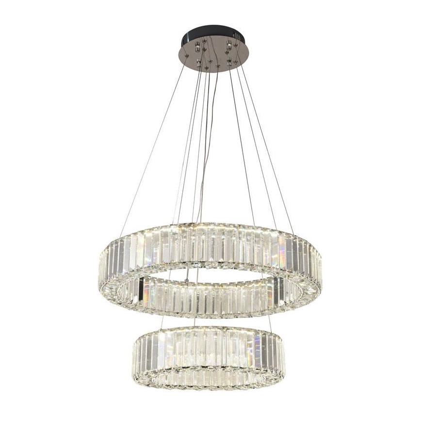 LED Zatemnitven kristal lestenec na vrvici LED/65W/230V 3000-6500K sijajni krom + Daljinski upravljalnik