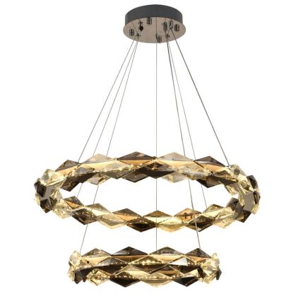 LED Zatemnitven kristal lestenec na vrvici LED/65W/230V 3000-6500K sijajni krom + Daljinski upravljalnik